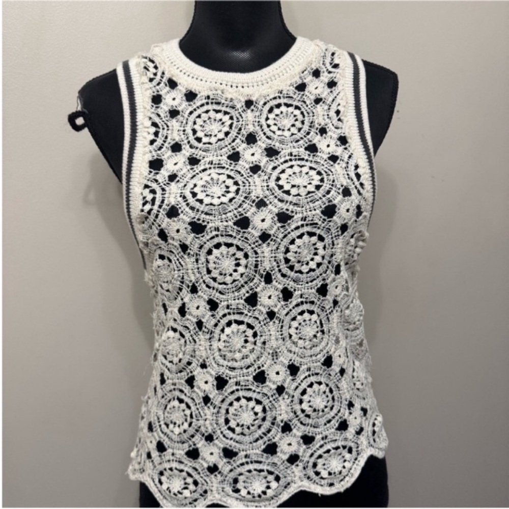 NWT Anthropologie by Daily Practice Women’s Ivory Crochet Lace Sleeveless Tank S